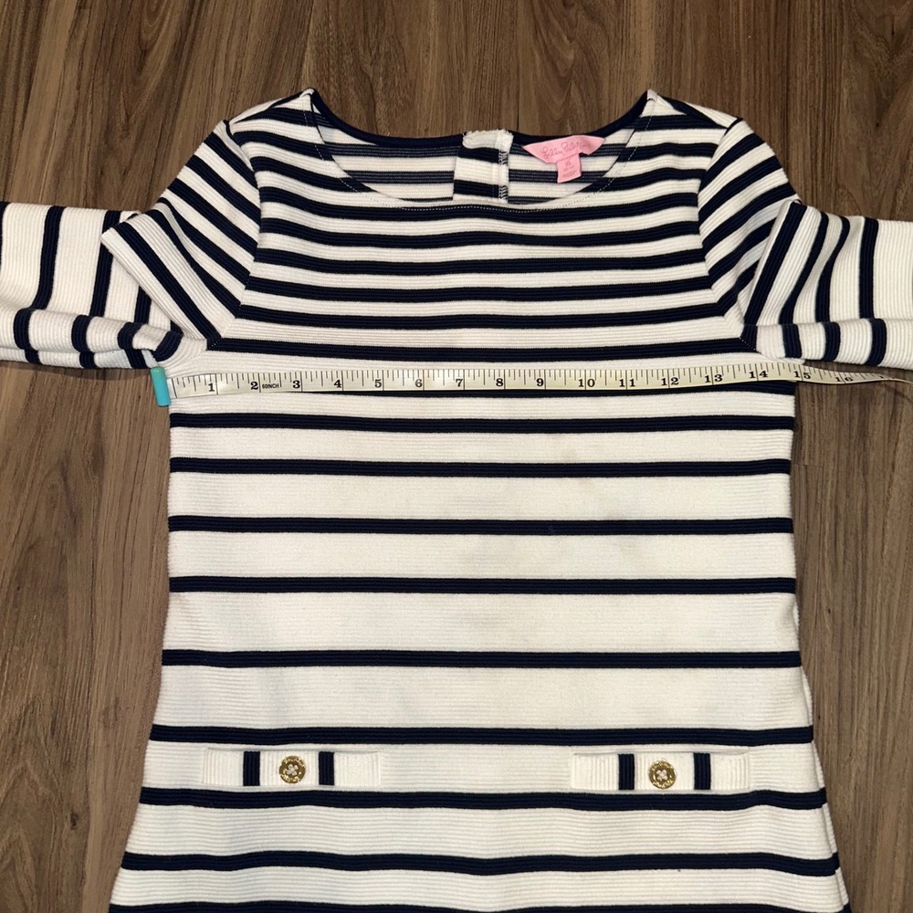 Lilly Pulitzer Charlene‎ Striped Knit Dress Gold Button Detail Girls Size XL - Picture 4 of 5